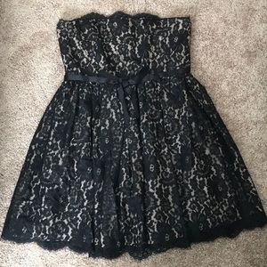 Lace, fit and flare, strapless dress